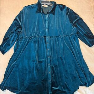 Umgee Deep Teal Satin Blouse